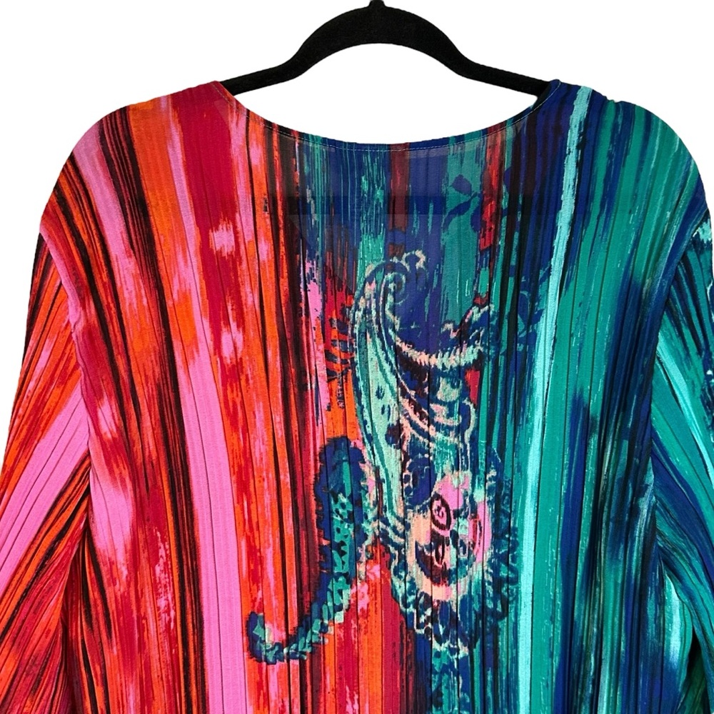 Catherines Graphic Tunic in Green and Red with Funky Retro‎ Hippie Sequins 1XP - Picture 7 of 10